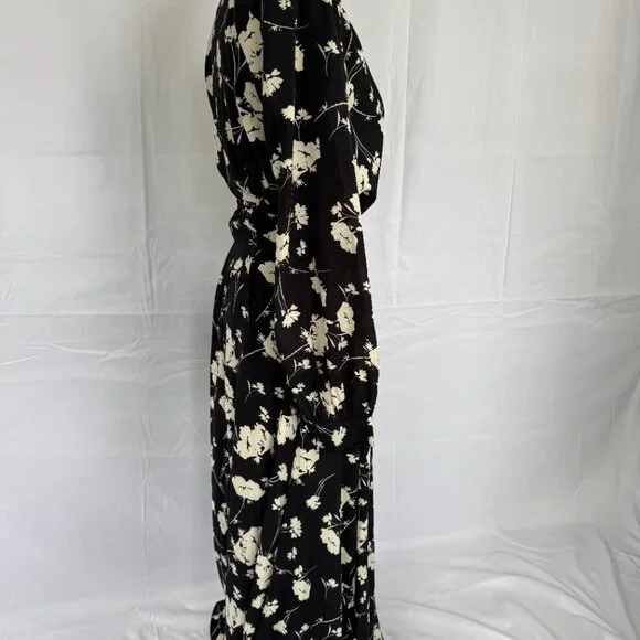 Aakaa Floral Print Long Sleeve Extra Long Wrap Maxi Dress Small - 0302 - Picture 4 of 6